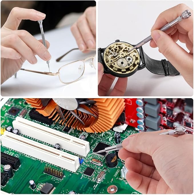 8PCS Professional Micro Precision Screwdriver Set 0.6-1.6mm, 8 Extra Replace Blades for Watch, Eyeglasses, Jewelry Work, Electronics Repair
