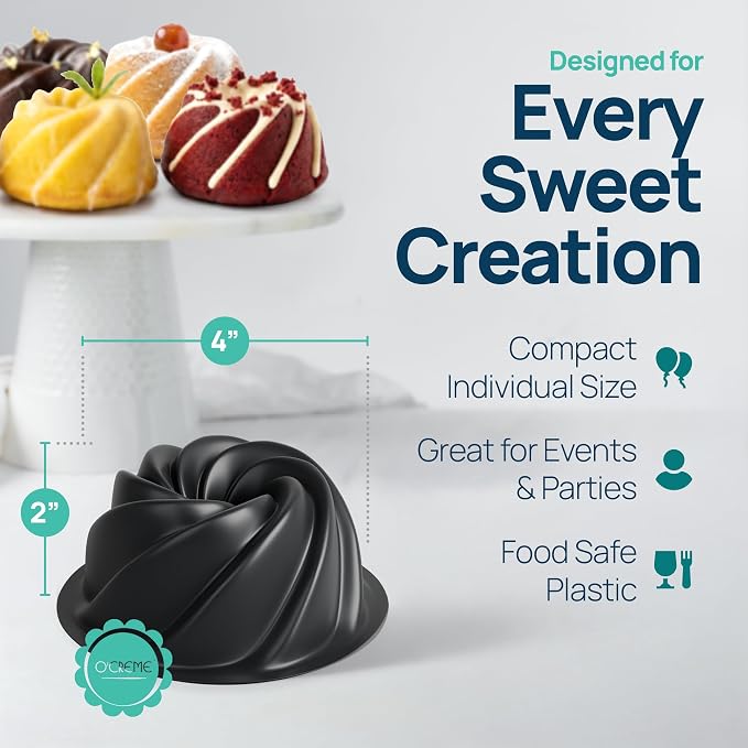 O'CREME Bakeable Plastic Mini Swirl Cake Pan, Baking Pan - Image 3