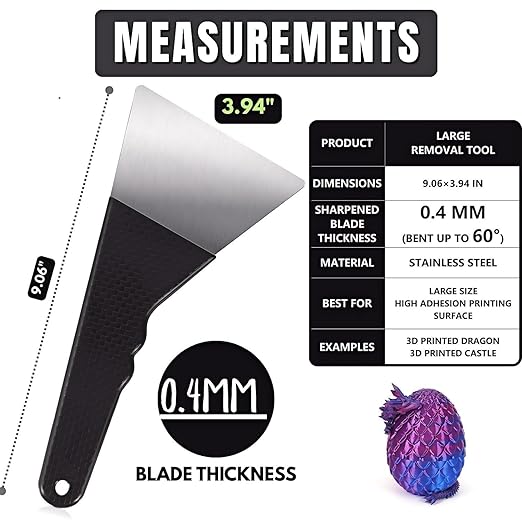 High-Quality 3D Printer Tool Removal Scraper Kit, 3 Types of Sharpened Blades and Sizes, 3D Printer Scrapers for Fast Separation Large Medium Small Models, Great 3D Printer Accessories Gifts