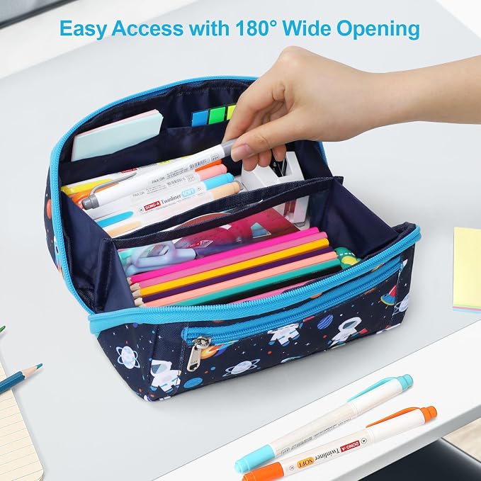 Large Pencil Case for Boys, Durable Pencil Pouch for School, Wide Opening Soft - Image 5
