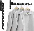 Wall Mounted Clothes Drying Rack, Wall Clothes Hanger Hook for Laundry Room, Clothes Hanger Foldable, Wall Clothes Rack Indoor, Perfect for Small Spaces, Matte Black 2 Packs