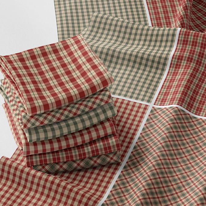 Patchwork Fabric Panel 100x155 cm, 100% Cotton Satin, 6 Coordinated Gingham by FabricsTown