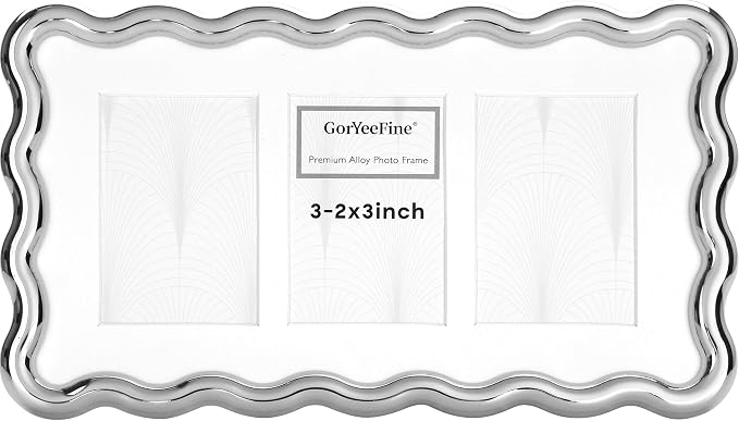 3-2x3'' Silver Heavy-Duty Zinc Alloy Picture Frames, Wave Design Silver Picture by GorYeeFine