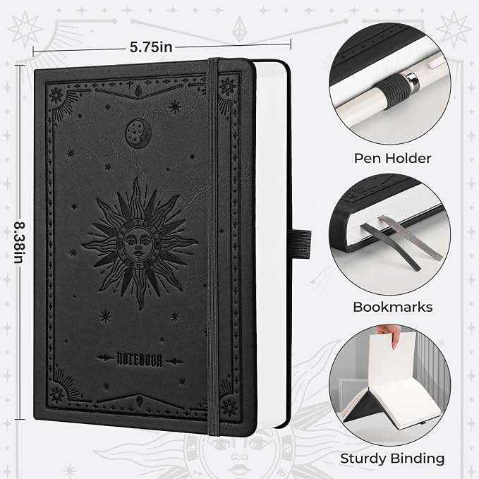 EMSHOI Dotted Journal Notebook, 320 Pages, A5 Size | Leather Hardcover - Image 4