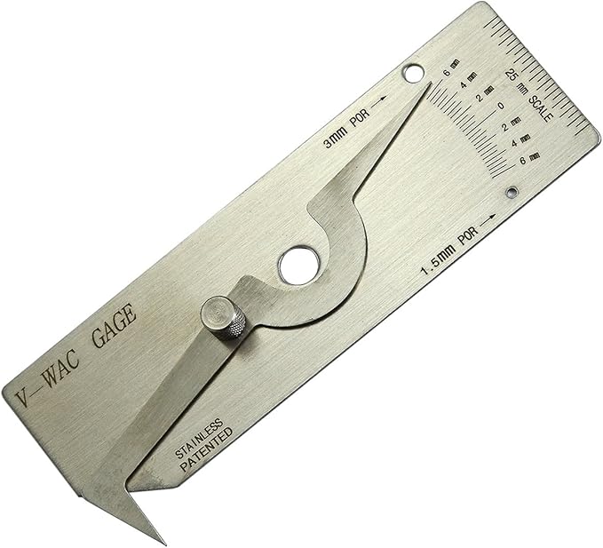 RIVERWELD V-WAC Single Weld Gage Welding Inspection Thread Gauge Metric Stainless Steel Checks Undercut Crown Height Porosity Pits