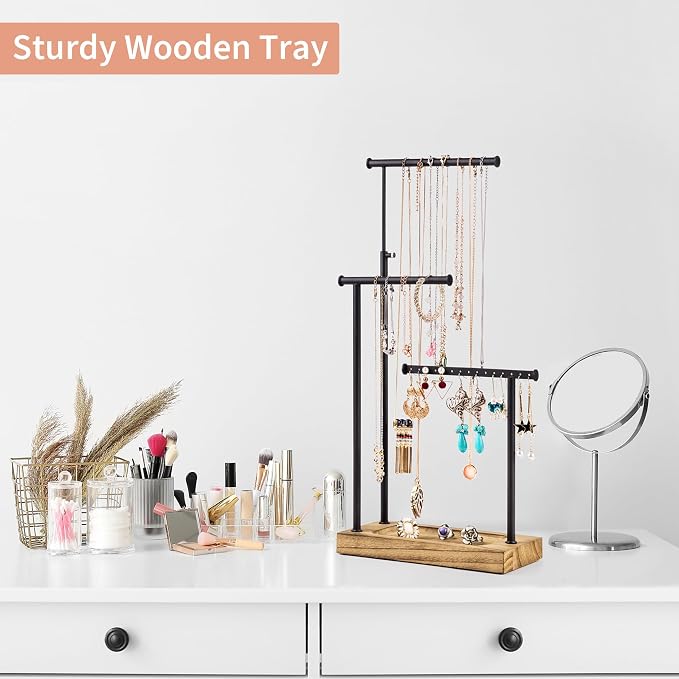 SRIWATANA Carbonized Black Jewelry Organizer Stand, Tall Necklace Holder | - Image 5