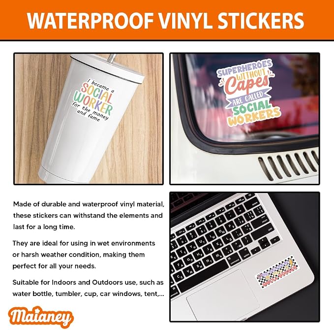MAIANEY Social Worker Sticker – Motivational Vinyl Decals - Image 3