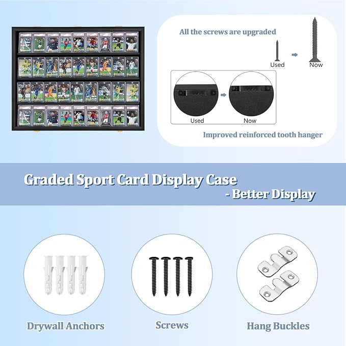 Graded Sports Card Display Case Lockable, Trading Card Collector Wall Display - Image 2