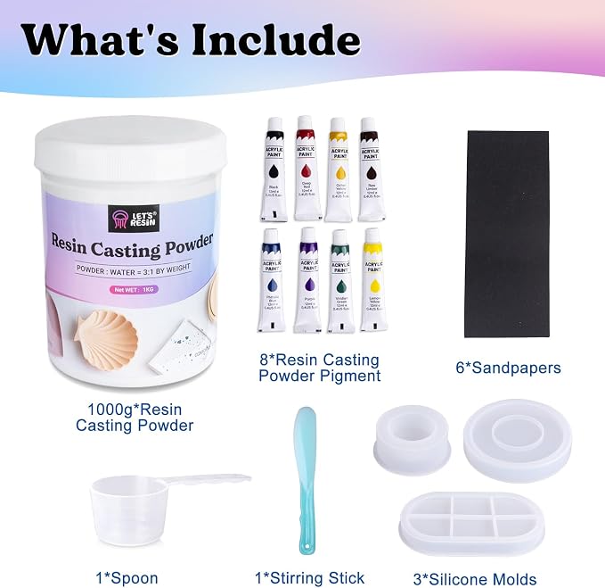 LET'S RESIN Resin Casting Powders Starter Kit, 1000g Fast Cured Odorless - Image 6