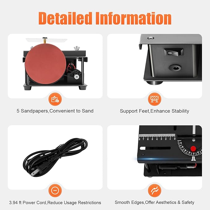 Mini Table Saw for Crafts - Portable Small Saw with Adjustable Speed for Cutting, Drilling, Grinding, Polishing Wood, Acrylic, Plastic (Black)