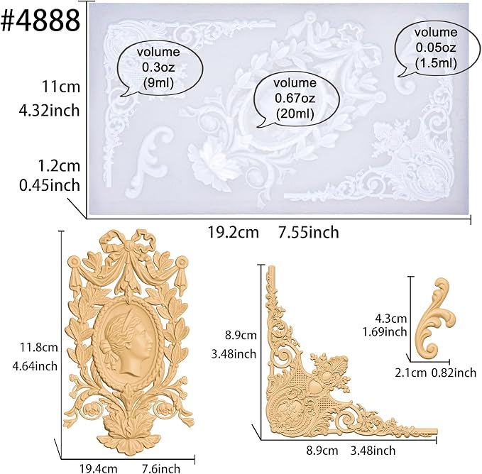 Art Molds for Polyclay Air Dry Clay Plaster Epoxy Resin Fondant Cake Decor - Image 2