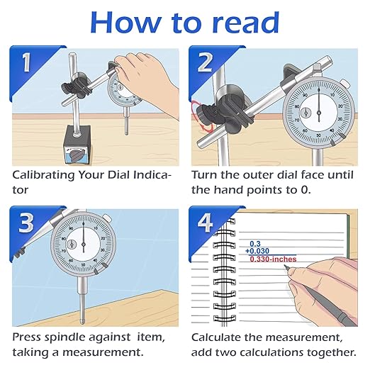 Dial Indicator with Magnetic Base Holder Differential Backlash Gauge 0-1", Fine Adjustable Long Arm Tester Gage Gauge 0.001" Precision, Indicator Points 22pcs