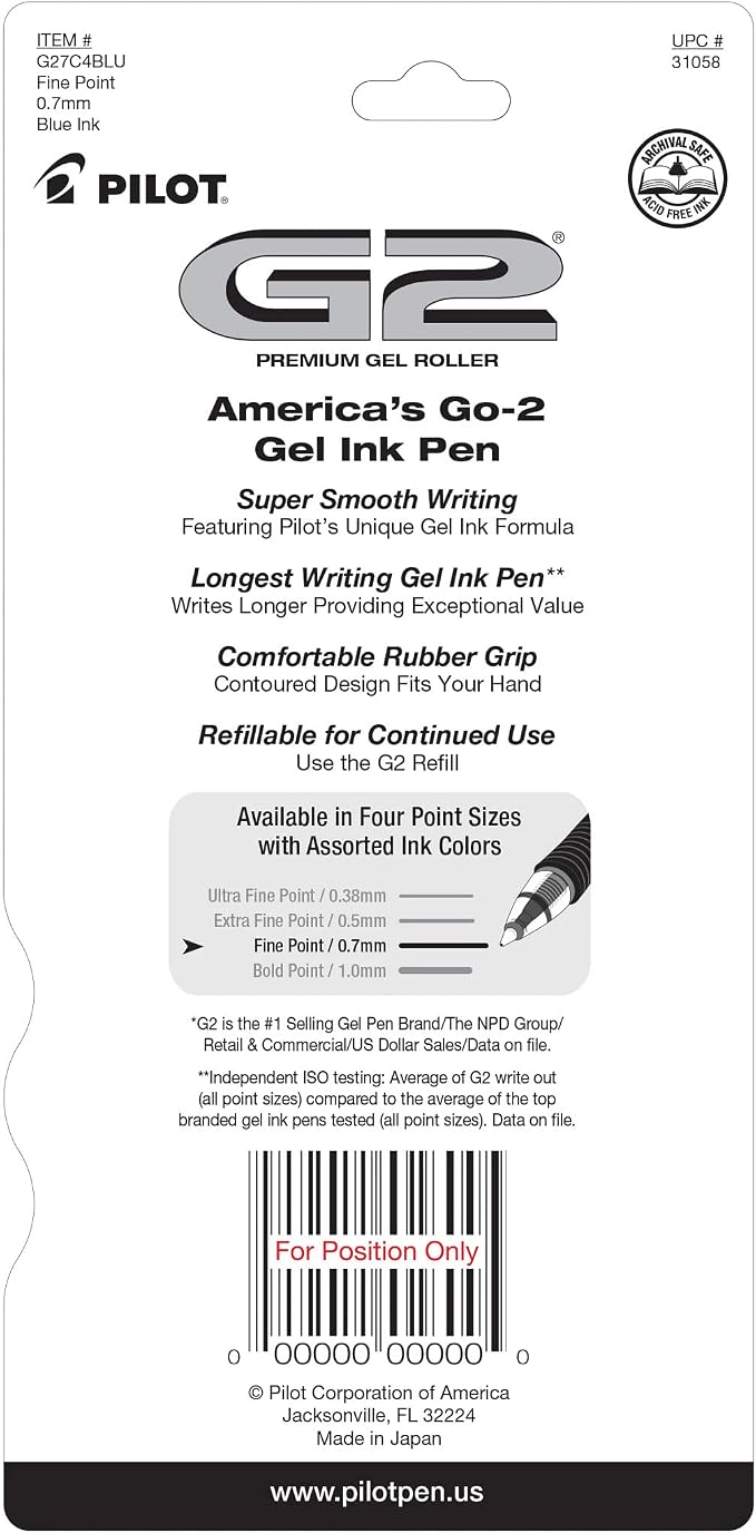PILOT G2 Premium Gel Roller Pens, Fine Point 0.7 mm, - Image 2