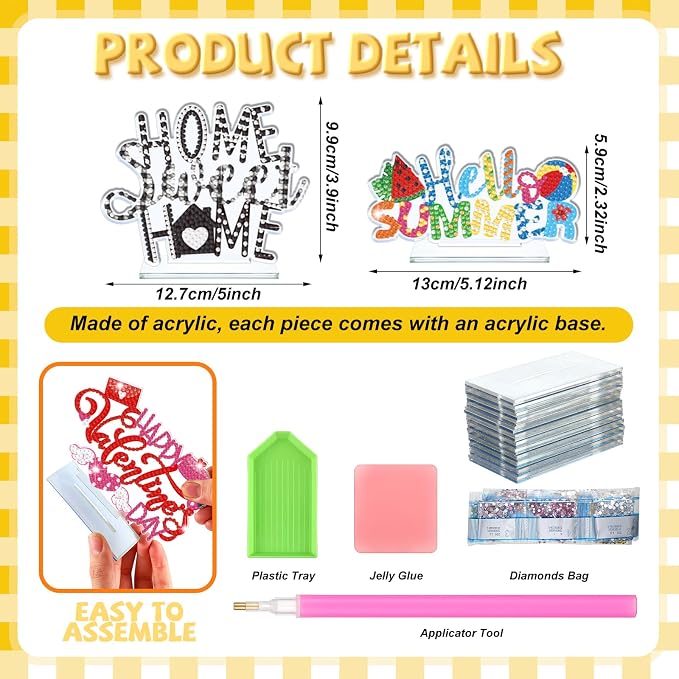YooNotee 12 Sets Interchangeable Seasonal Diamond Art Tabletop Decorations - Image 3