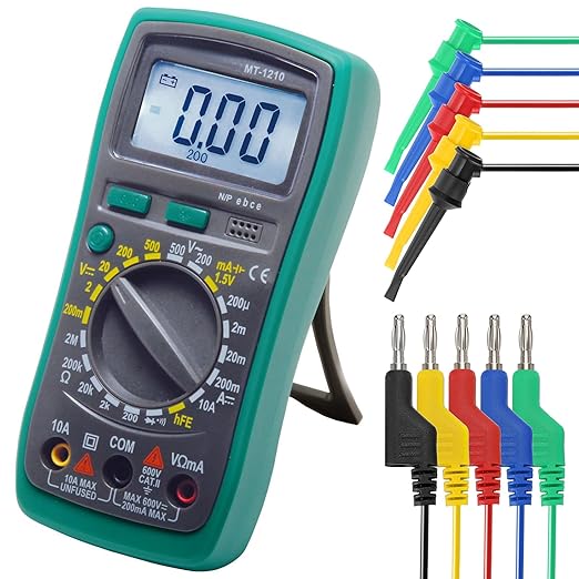 Sumnacon Multimeter Test Lead Set - 5Pcs Stackable Banana Plug to Test Hook Wire Cable Kit with Protective, Flexible Wire Leads for Electrical Testing 500V/5A 9.8Ft/3M