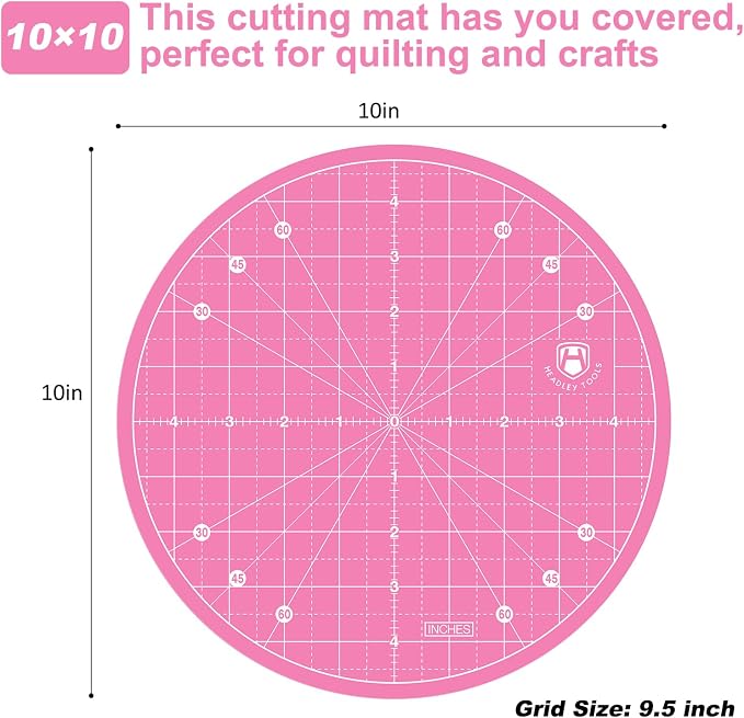 Headley Tools 10"x10" Round Rotating Cutting Mat, Self Healing Mat - Image 3