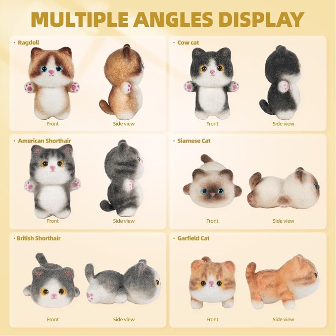 MOREJMTT Needle Felting Kit, 6Pieces Cats Making Wool Needle Felting Starter Kit - Image 8