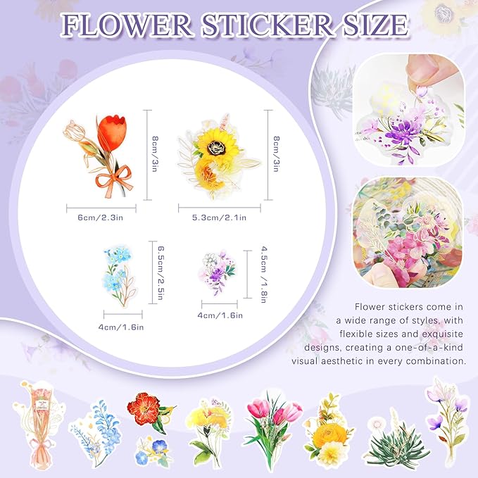240Pcs Gilt Flower Stickers for Scrapbooking, Self-Adhesive Floral Stickers - Image 3