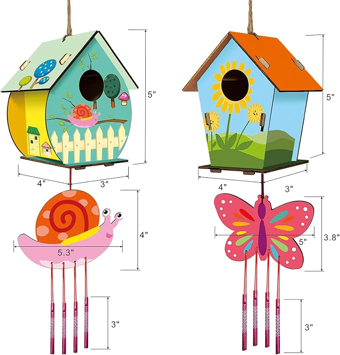 Home Composer 4 Pack DIY Bird House Wind Chime Kits - Image 2