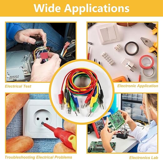5pcs Banana to Banana Plug Test Lead Set, 4mm Stackable Banana Plug Test Lead for Multimeter, Flexible Electrical Test Wire 3.3ft/1m 1000V 15A