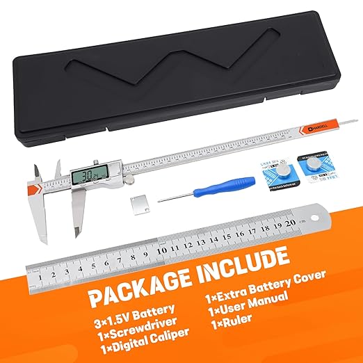 Digital Caliper 12 Inch/300mm, HARDELL Calipers Easy Switch Inch/MM/Fraction, Stainless Steel Digital Caliper Measuring Tool with Auto-Off Large LCD Screen for DIY/3D Printing/Jewelers/Woodworkers
