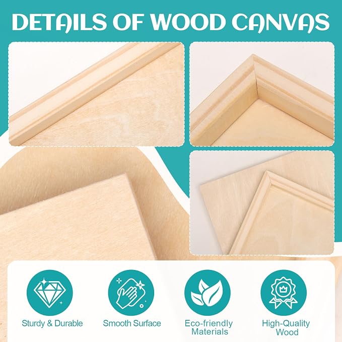ESRICH 8x8 Inch Wood Panels, 2 Pack Square Craft Wood Canvas Boards, Blank - Image 3