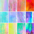 LITMIND 12 Sheets Iridescent Stained Glass Sheets – 4 x 6 Inch Opaque Rainbow by LITMIND