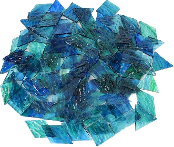 200g Transparent Mosaic Glass Tiles, Large Stained Glass Pieces - Image 2