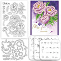 Flowers Clear Stamps and Dies for Card Making Layering Coloring Stencil Set by ACRNIGHEET