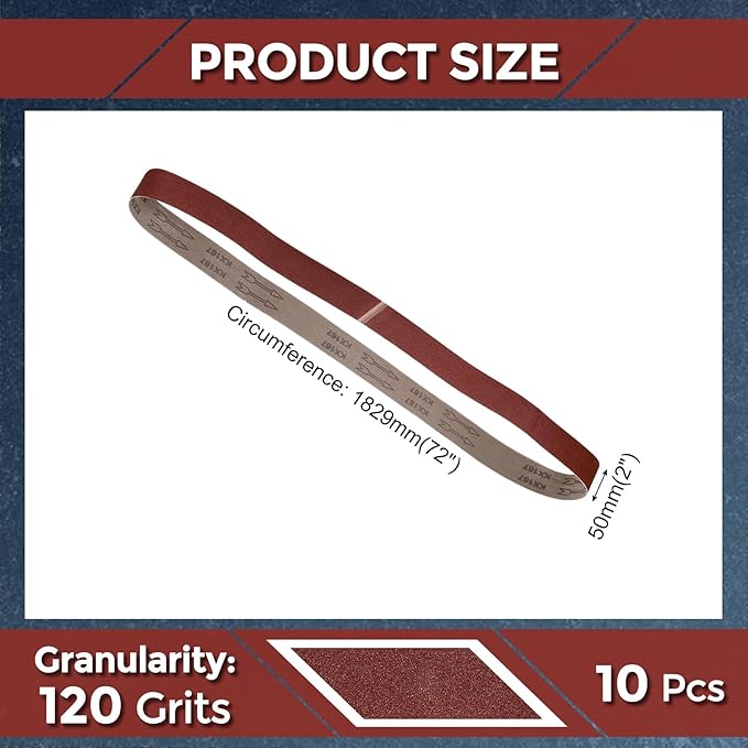 6 Pcs Sanding Belts 2 x 72 Inch 120 Grit Aluminum Oxide Abrasive Sandpaper for Belt Sander Metal Grinding Wood Working Weld Rust Removal