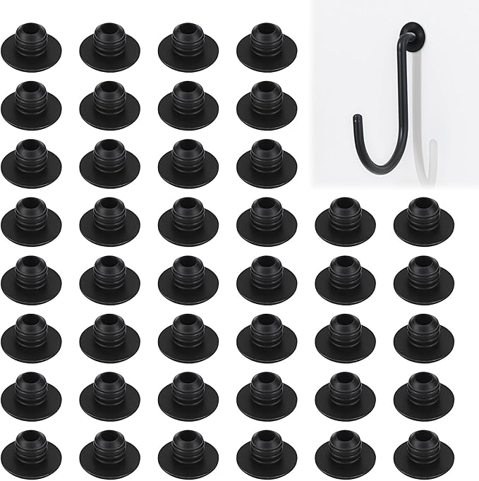 60Pcs Pegboard Hook Locks - Peg Hook Stoppers Clips Fit for 1/4 Inch Pegboard Retainer Clips Anti-Fall Hooks Stoppers for Garage, Workshop Tool Organization (Black)