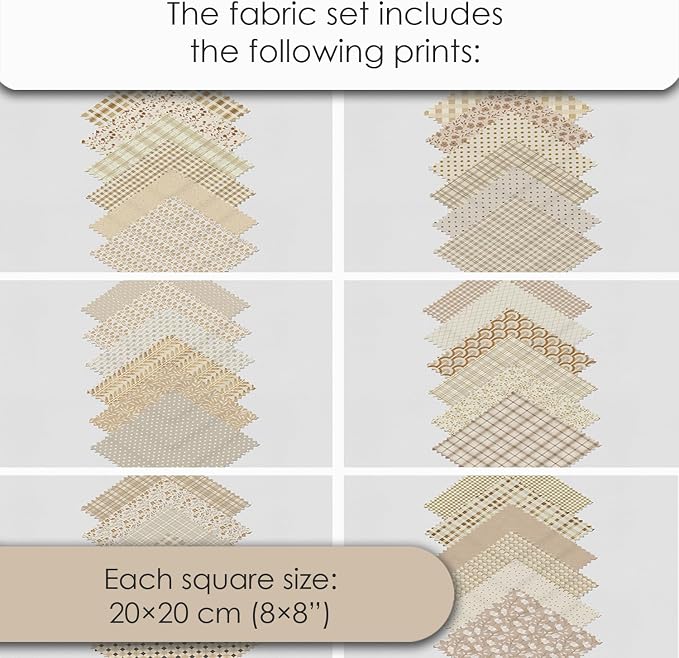Cotton Satin Patchwork Fabric Panel – 35 Designs, 20×20 cm Squares, Single - Image 7