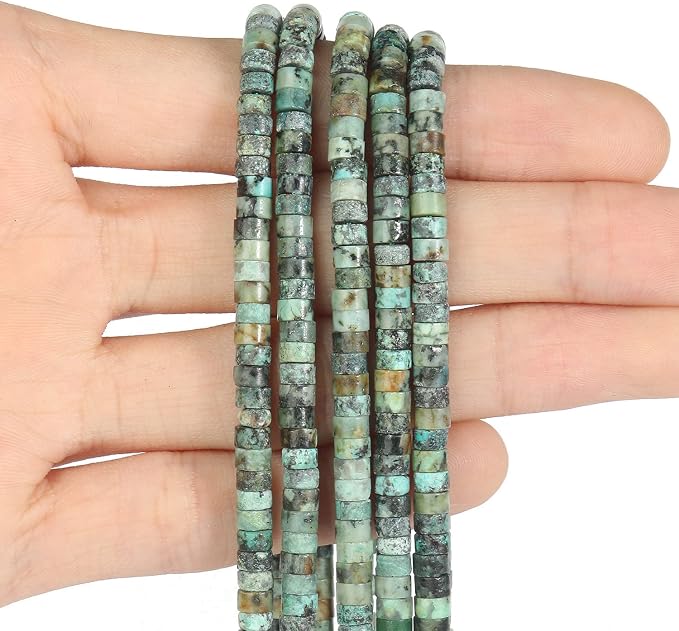 150Pcs 4×2mm Natural African Turquoise Spacer Stone Beads - Image 3