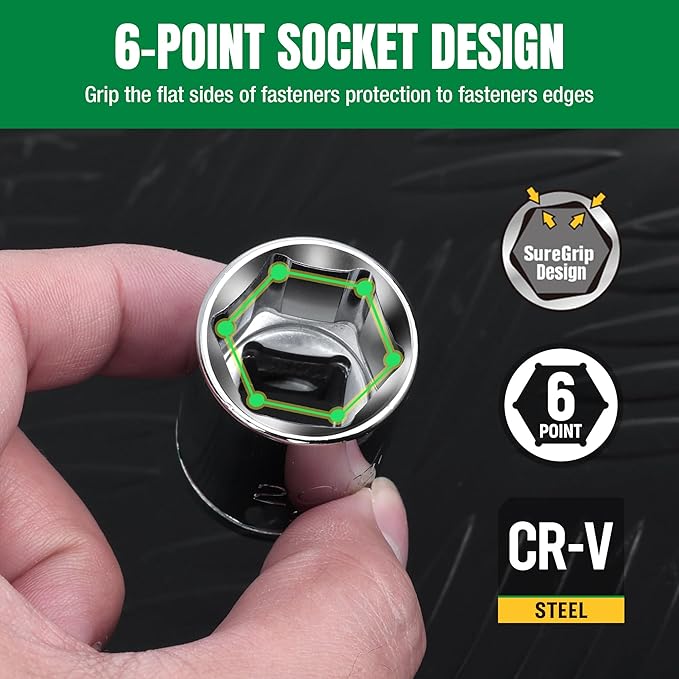 SK 1/2" Drive Socket Set, Metric Sockets, 11-Piece 10-20mm, SuperKrome Finish, Preminum CR-V Construction, with Aluminum Socket Organizer