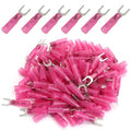 Hordion 100PCS 22-16 AWG Fork Connector, Red Heat Shrink Fork Terminals Waterproof and Insulated Electrical Crimp Connectors for Boat Truck Stereo