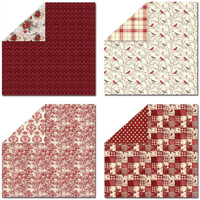 Scrapbook Paper & Scrapbooking Supplies, Vintage Red 6x6 Double-Sided Patterned - Image 5