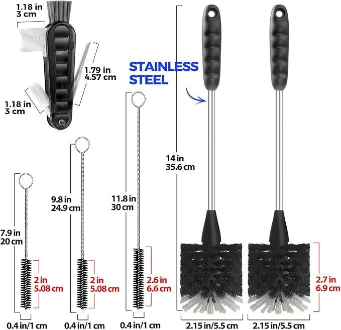 Holikme 6 Pack Bottle Brush Set, 3 Straw Brushes, Bottle Cleaning Brush - Image 6