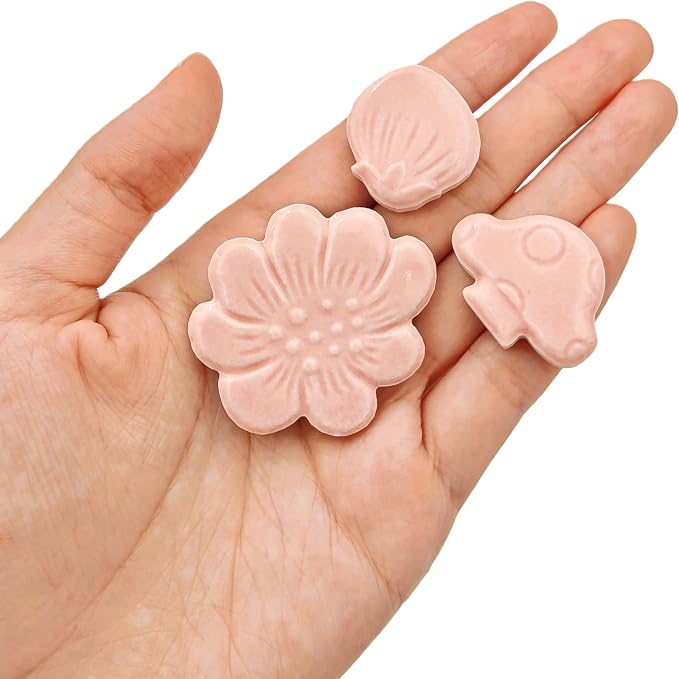 500g/1.1lb Ceramic Mosaic Tiles Mixed Shapes of Flowers, Mushrooms - Image 5
