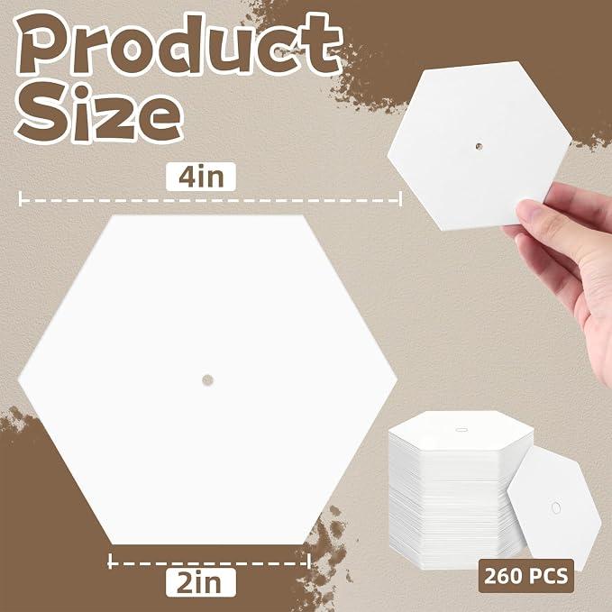 260 PCS Hexagon Piecing Paper Templates, Quilting Templates Accessories - Image 2