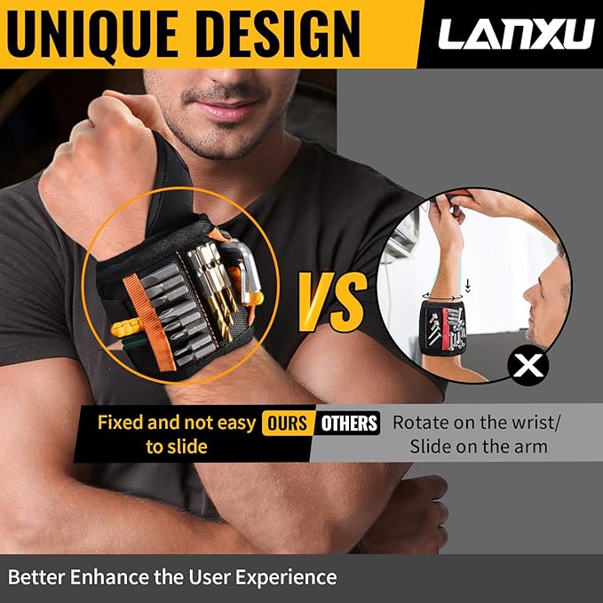 Magnetic Wristband, Tool Belts with 15 Strong Magnets for Holding Screws Nails DIY Handyman Unique Christmas Gift for Men, Women, Dad/Father, Husband, Wife, Boyfriend, Family