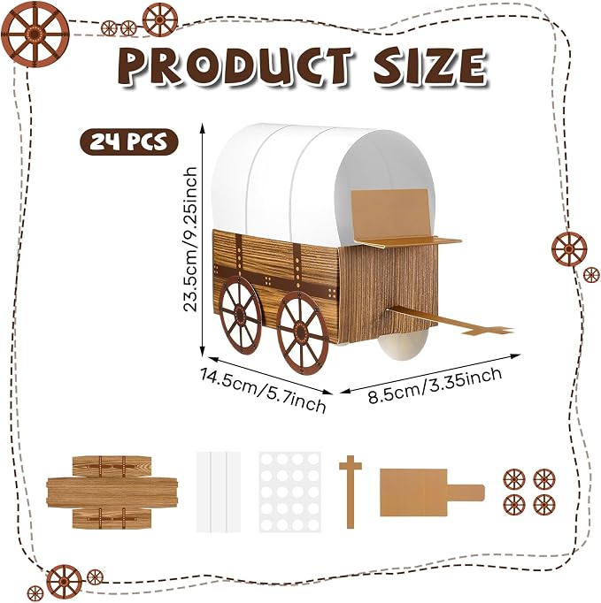 Motipuns 24 Pcs 3D Western Covered Wagon Craft Kit Toy Wagon - Image 2