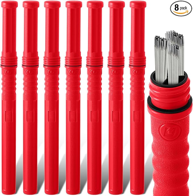 Tandefio 8 Pcs Welding Rod Storage Tube 40 Inch Tig Rod Storage Canisters Welding Electrode Holder Airproof Waterproof Container(Red)