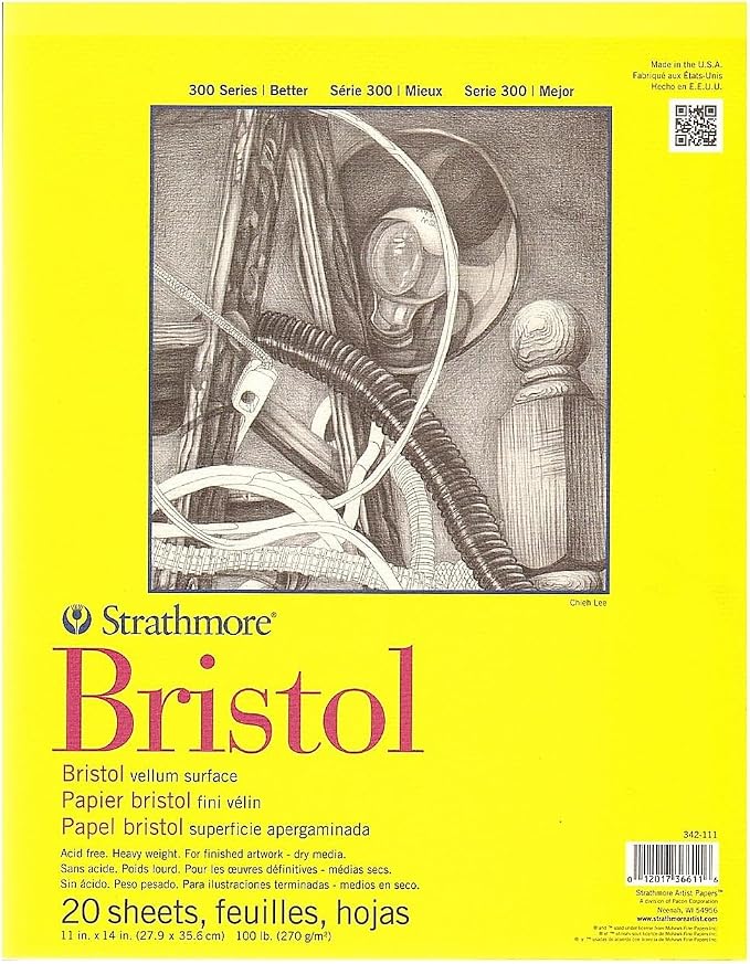 Strathmore 300 Series Bristol Paper Pad, Tape Bound, 11x14 inches, 20 Sheets by StrathmorePaper