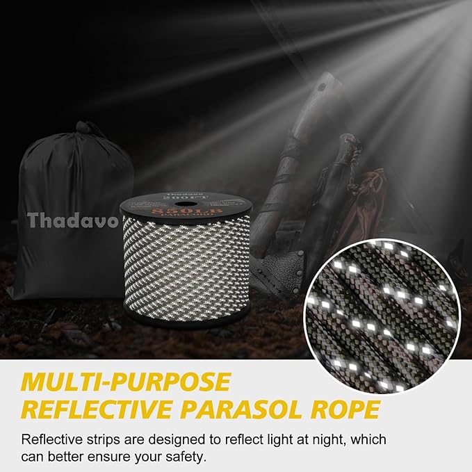 850Ib Reflective Paracord Rope, 50/100/200/500/1000ft 4MM 11 Strand Parachute Cord, Survival Paracord Rope Tie Down for Crafting, Tent, Camping, Clotheline, Hiking, Fishing, Camo Green 1000FT
