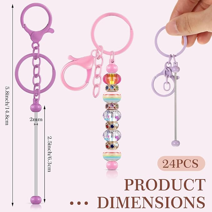 Tondiamo 24 Pcs Beadable Keychain Bars Bulk Beads - Image 3