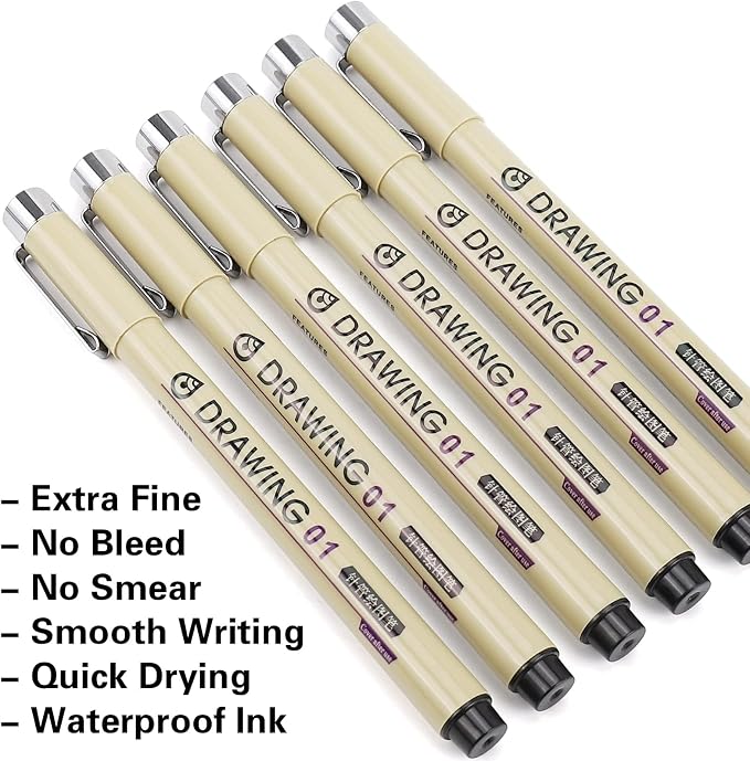Muchcute Extra Fine Point Writing Pens:6 Black 0.25mm Ultra Thin Micron Pen 01 - Image 3