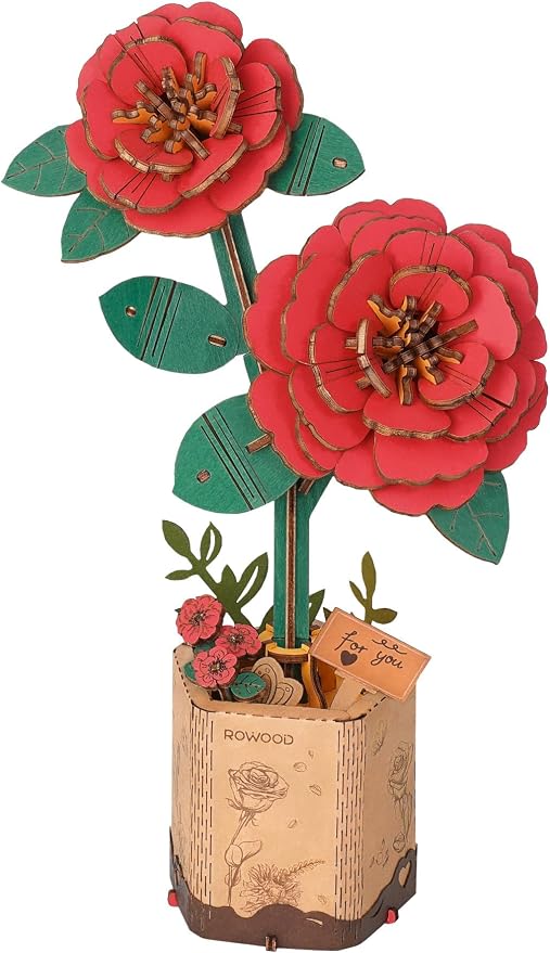 rowood 3D Puzzle, Mother's Day DIY Wooden Flower Craft Kit Building Set by RowoodAssembleArtDecorateLife