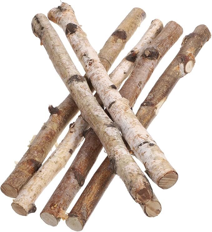 6Pcs Natural Birch Wood Log Sticks 11.81In Unprocessed Twigs Craft Sticks by Healeved