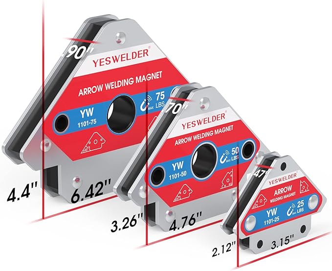 YESWELDER 25 LB & 50LB & 75 LB Welding Magnet 6 Pieces of Magnetic Welding Holder 25 LBS/ 50 LBs 75 LBs Holding Power Welding Accessories