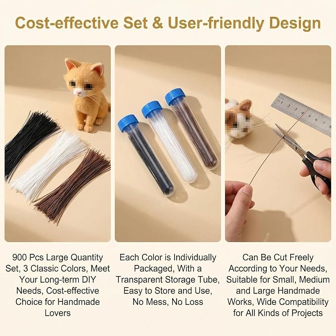 900 Pieces 7.5cm Professional Plastic Craft Whiskers, Soft Sculpture and Art - Image 5